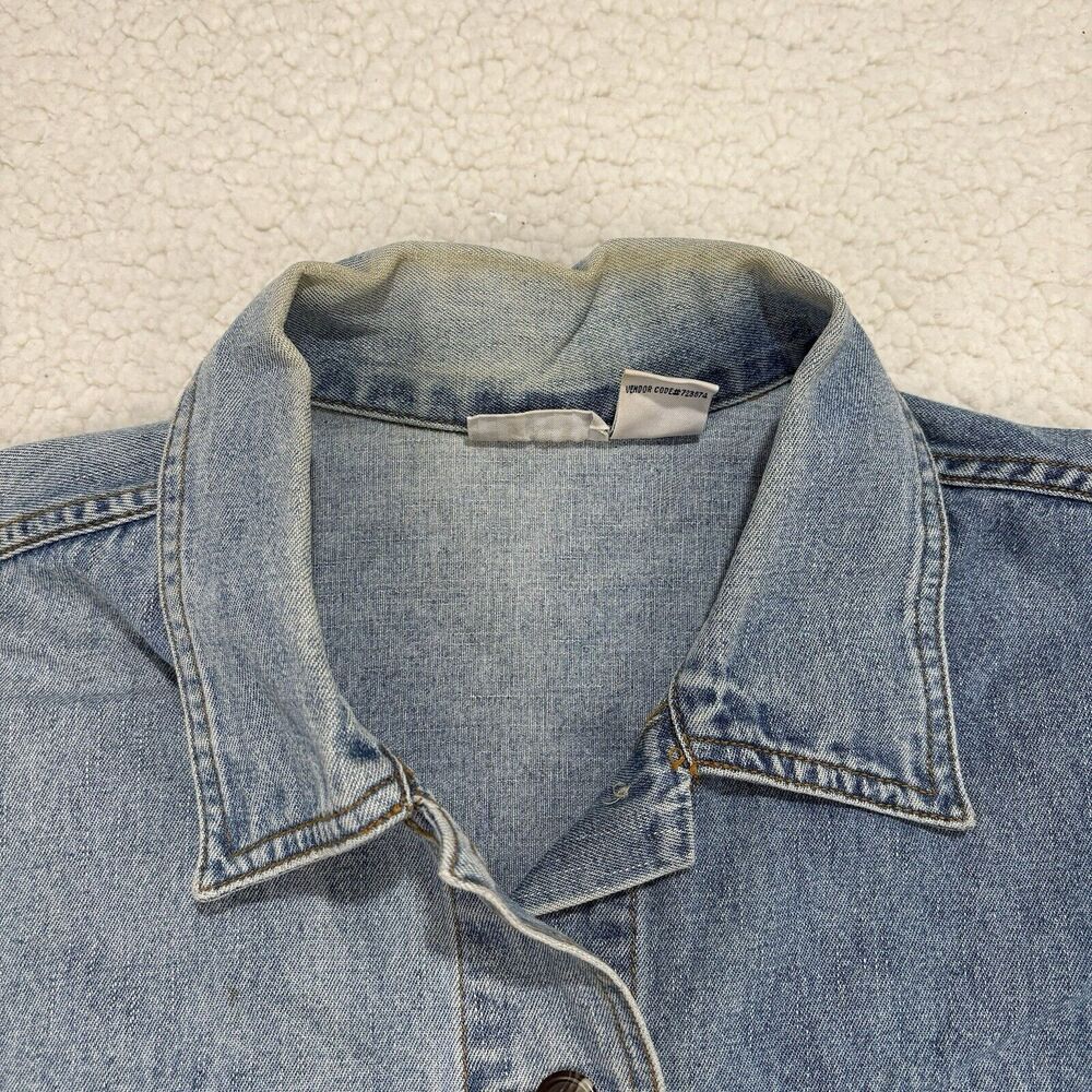 VTG Cabin Creek Women Sz. L Denim Jean Barn Chore Shacket Jacket 4 Pockets - Picture 5 of 10
